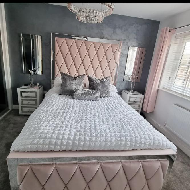 Grey on sale mirror bed