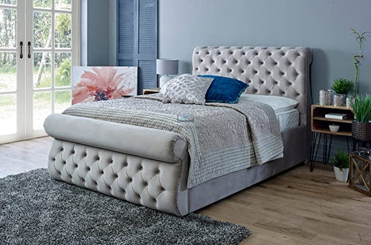 Upholstered Swan Sleigh Bed